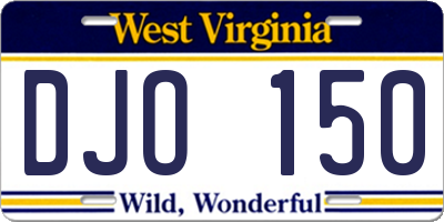 WV license plate DJO150