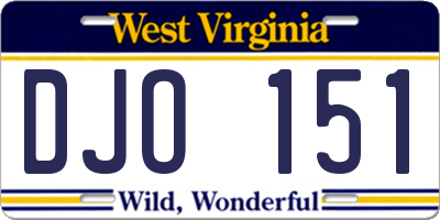 WV license plate DJO151