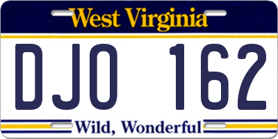 WV license plate DJO162