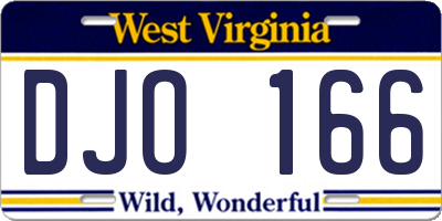 WV license plate DJO166