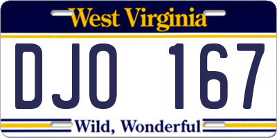 WV license plate DJO167