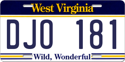 WV license plate DJO181