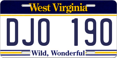 WV license plate DJO190