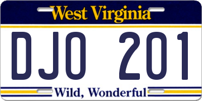 WV license plate DJO201