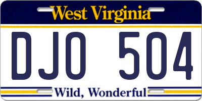 WV license plate DJO504