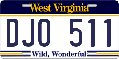 WV license plate DJO511