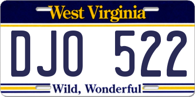 WV license plate DJO522