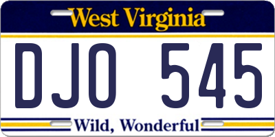 WV license plate DJO545