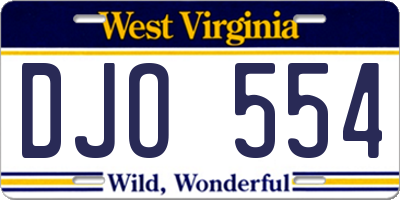 WV license plate DJO554