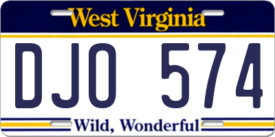 WV license plate DJO574