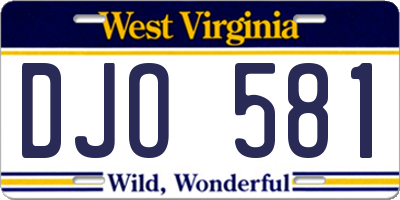WV license plate DJO581