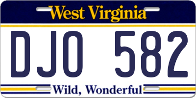 WV license plate DJO582