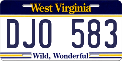WV license plate DJO583