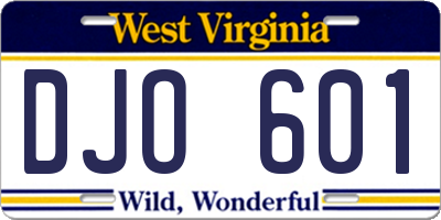 WV license plate DJO601