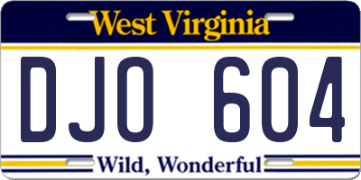 WV license plate DJO604