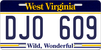 WV license plate DJO609