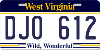 WV license plate DJO612