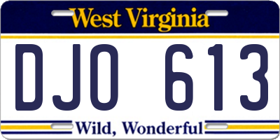 WV license plate DJO613