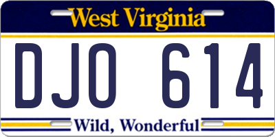 WV license plate DJO614