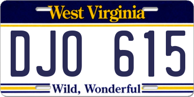 WV license plate DJO615