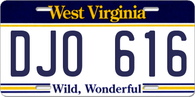 WV license plate DJO616