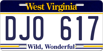 WV license plate DJO617