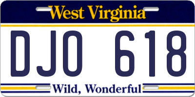 WV license plate DJO618