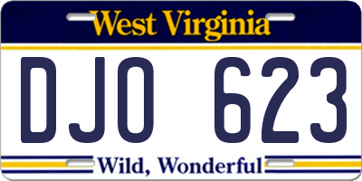 WV license plate DJO623