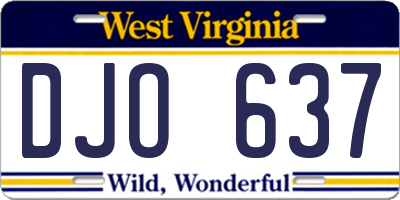 WV license plate DJO637
