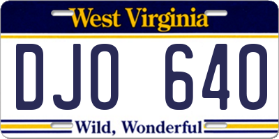 WV license plate DJO640