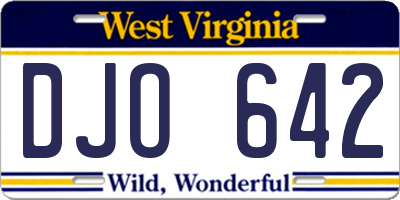 WV license plate DJO642