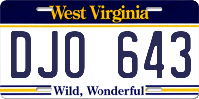 WV license plate DJO643