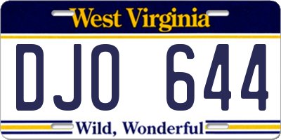 WV license plate DJO644
