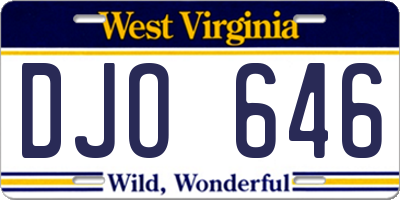 WV license plate DJO646