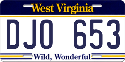 WV license plate DJO653
