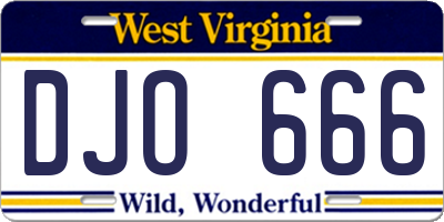 WV license plate DJO666