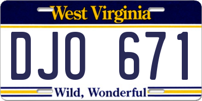 WV license plate DJO671