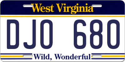 WV license plate DJO680