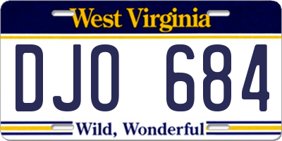 WV license plate DJO684