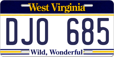 WV license plate DJO685