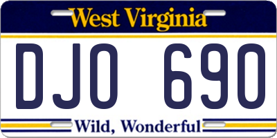 WV license plate DJO690