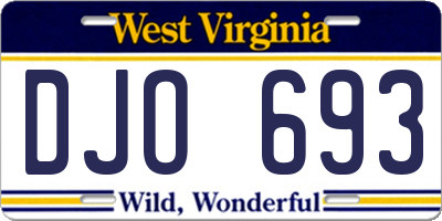 WV license plate DJO693