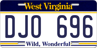 WV license plate DJO696