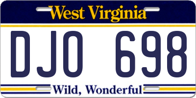 WV license plate DJO698