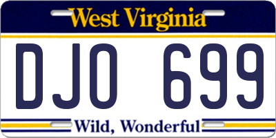 WV license plate DJO699