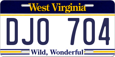 WV license plate DJO704