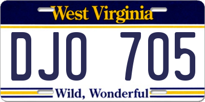 WV license plate DJO705