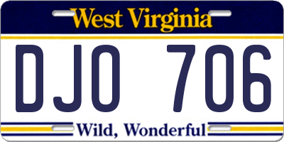 WV license plate DJO706