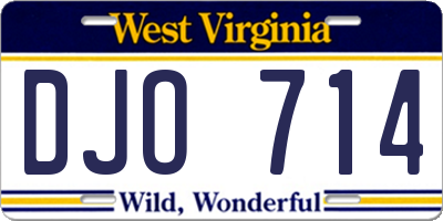 WV license plate DJO714