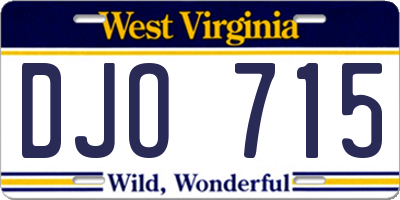 WV license plate DJO715